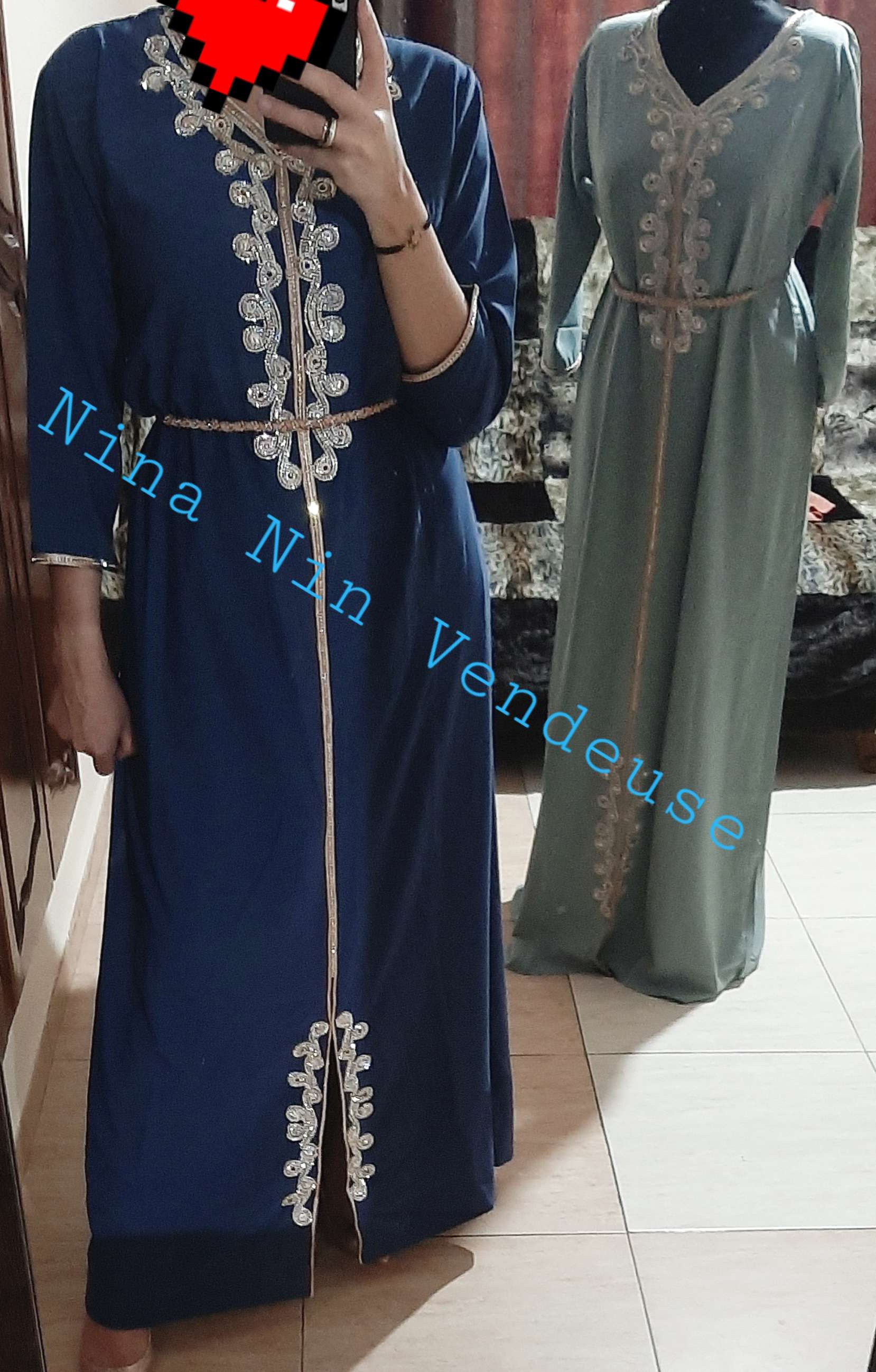 Caftan en crêpe de soie 