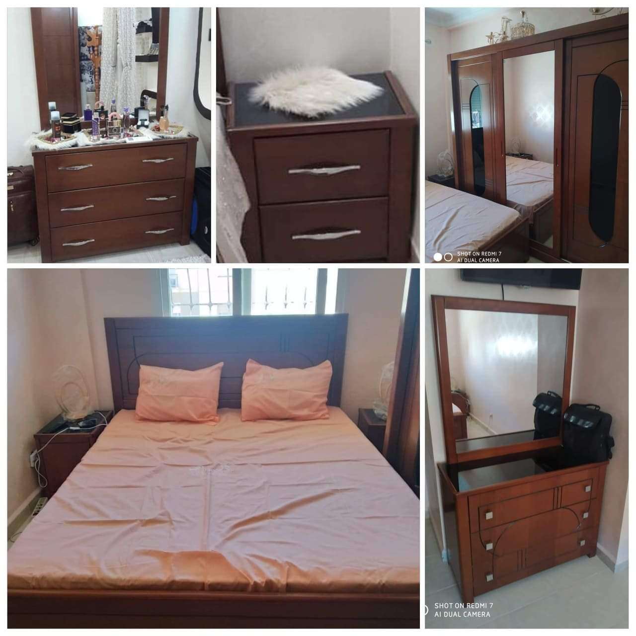 Chambre à coucher 3 portes bois hêtre très bien fini plusieurs couleurs noir blanc marron