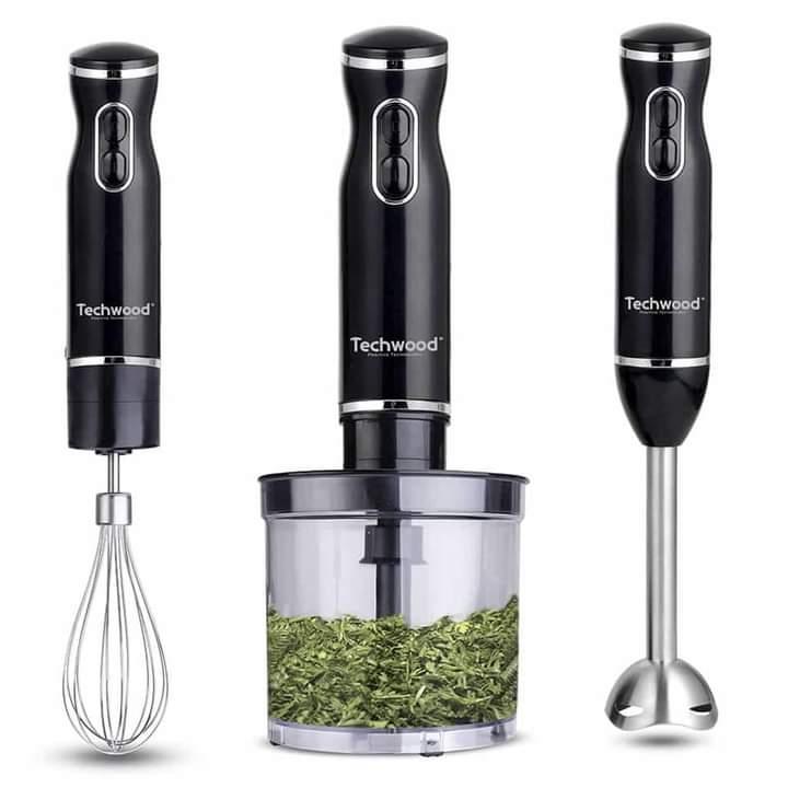 خلاط متعدد الوظائف 3في1 إنوكس من تيكوود Mixeur plongeur Inox 3en1 multi fonctions 600 Watt Techwood