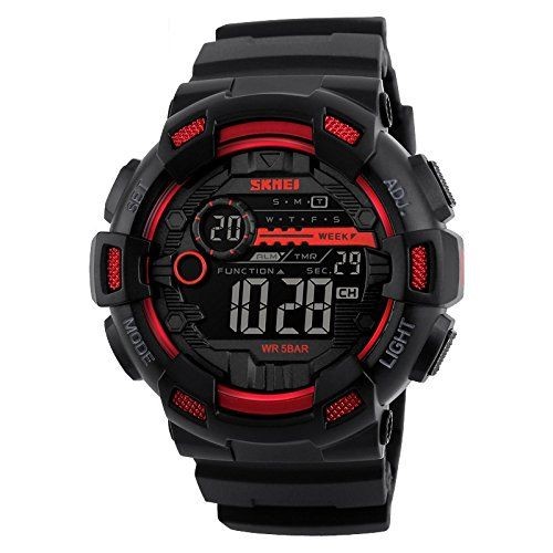 Skmei Montre 1243-Étanche Sport- Hommes -Électronique Led Numérique-Noir-Rouge